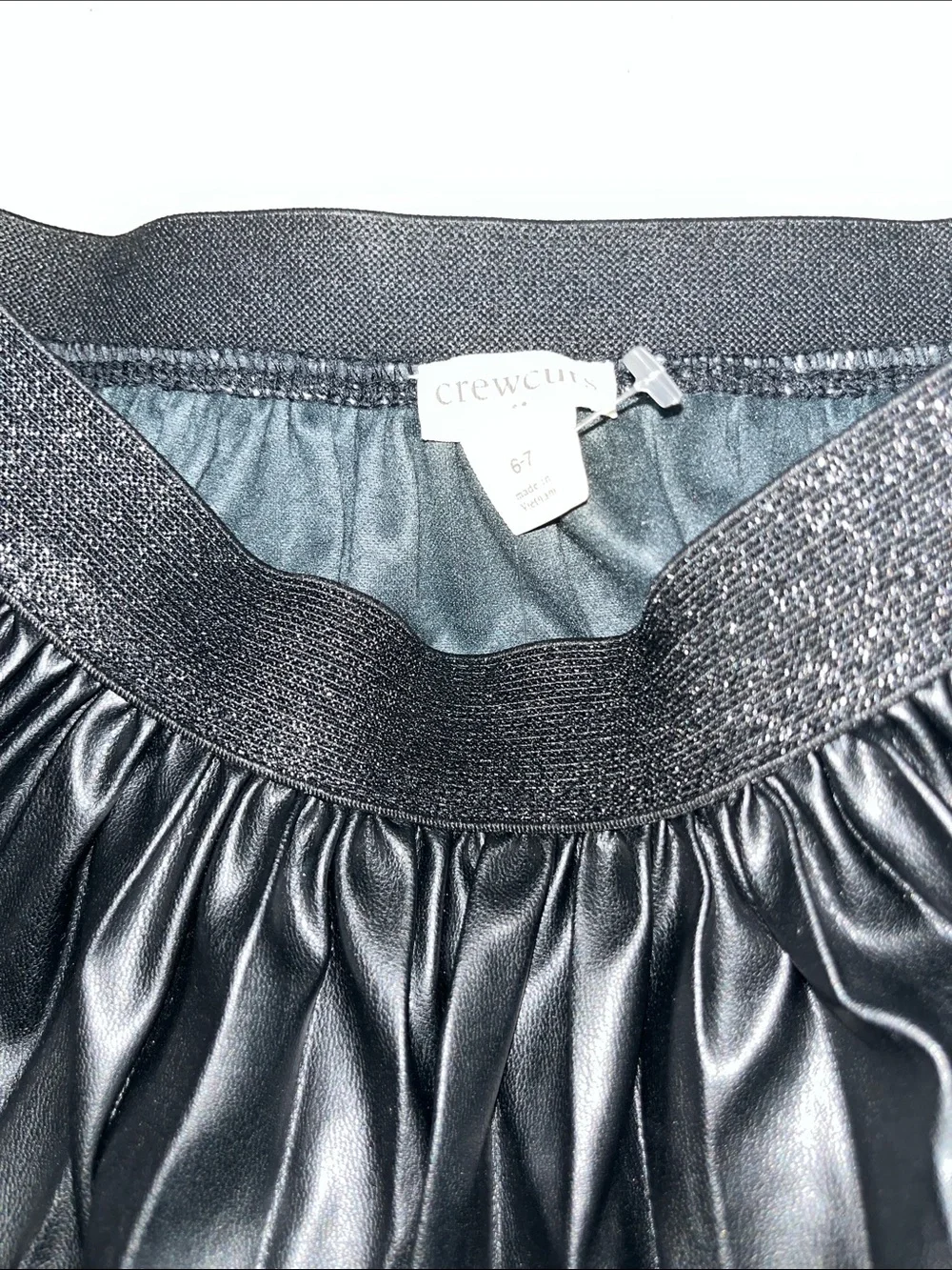 Crewcuts Black Pleated Faux Leather Skater Skirt